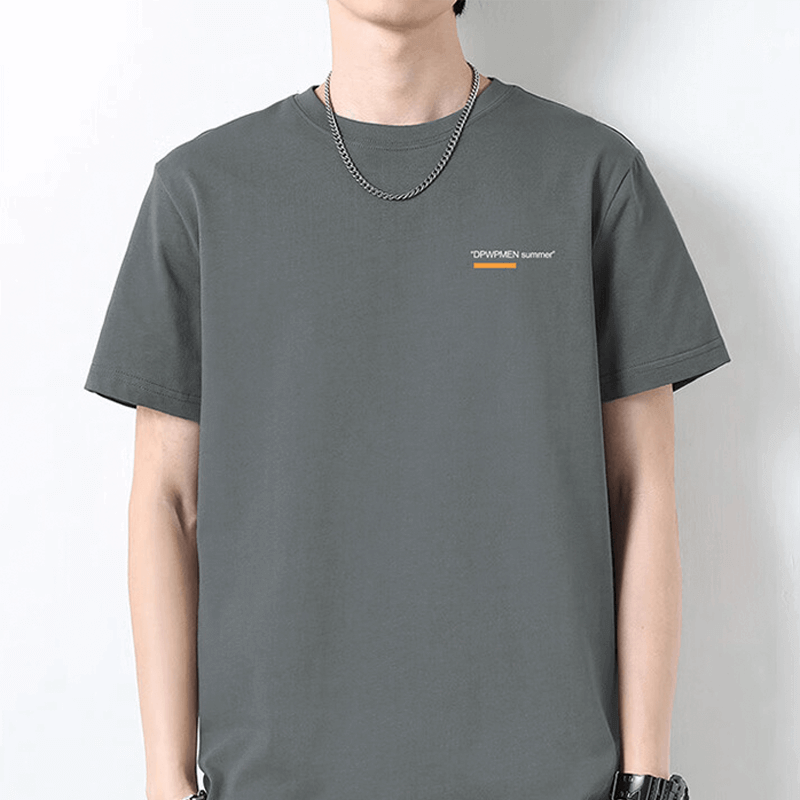 卡帝乐鳄鱼(CARTELO)短袖T恤男夏季纯色短袖男士宽松上衣圆领体恤男装 深灰色 XL